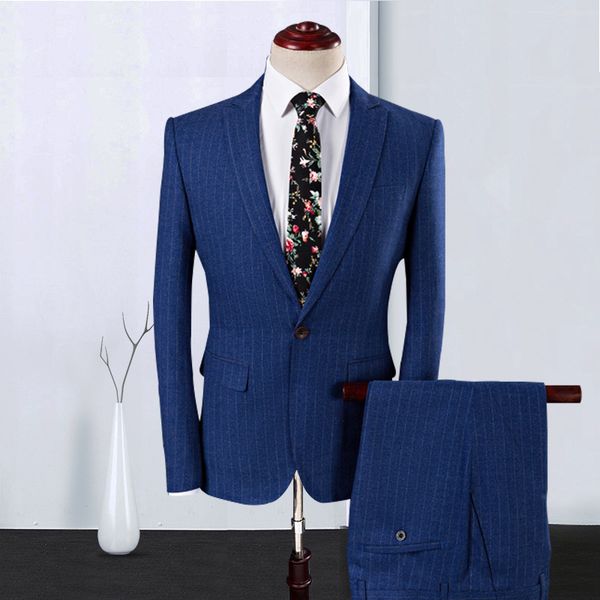 

men's suits & blazers suit male british stripe with han edition cultivate morality and groom wedding dress business casual three-piece, White;black