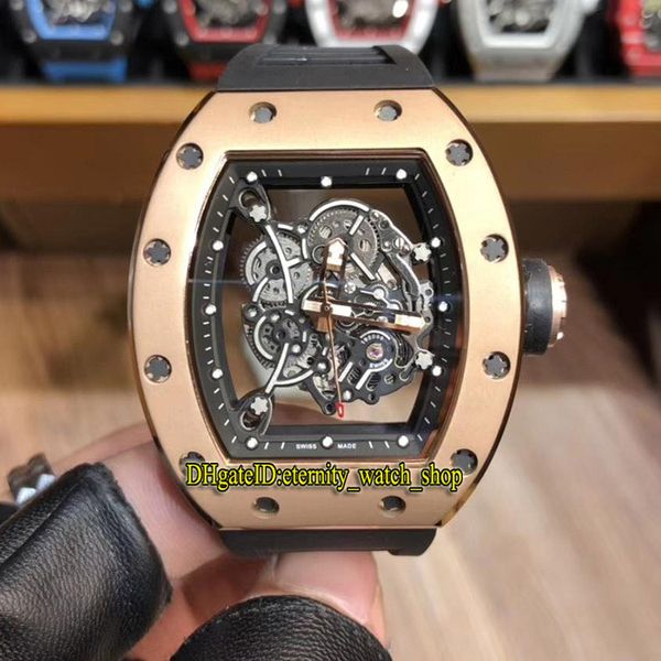 

r высокое качество роскошные дизайнерские часы rm 055 скелет циферблат япония miyota автоматическая механическая rm055 мужские часы розовое, Slivery;brown