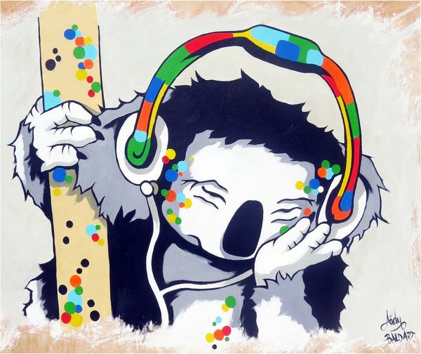 

canvas not banksy street art dj koala painting home decor handpainted & hd print oil painting on canvas wall art canvas pictures 200217