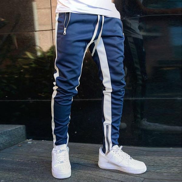 

designer mens pants training striped printed long mens trousers casual breathable zipper long mens pencil pants, Black