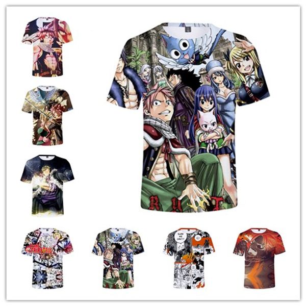 

новая мода мужчины / женщина мультфильм аниме fairy tail смешные 3d печати футболка повседневная с коротким рукавом смешные футболки топы фу, White;black