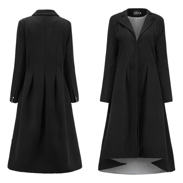 

autumn/winter winter coat women new lapel suit overcoats swallowtail women's fur coats wool long black outwear