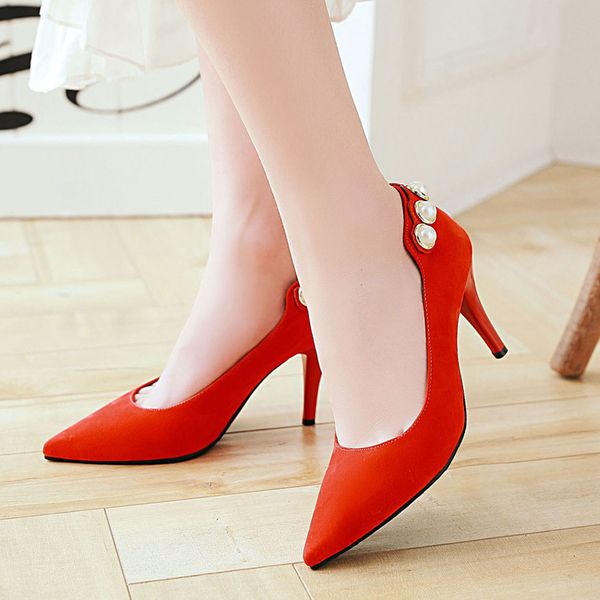 

doratasia 2020 dropship high heels big size 43 women shoes woman pointed toe elegant slip on office lady pumps female, Black