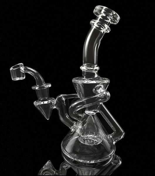 Bong in vetro da 8,2 pollici Recycler Amazing vortex Recycler oil rigs bong beaker perc 14,4mm giunto con ciotola o banger al quarzo