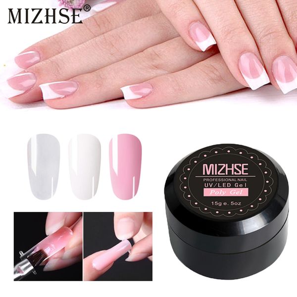 

mizhsegel varnish semi solid transparent color nails extension uv camouflage hard jelly builder polygel for nail extensions 15g, Red;pink