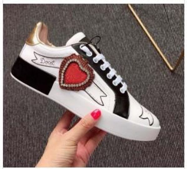

2019 fashion men women designer shoes white portofino sneakers love valentines day luxury shoe casual shoes size 35-45 nm01, Black