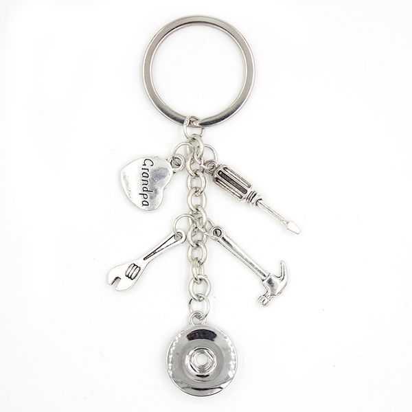 

new arrival wholesale 18mm snap jewelry grandpa key chain gift tools keychain handbag charm snap key chains key rings grandpa gift bijoux, Slivery;golden