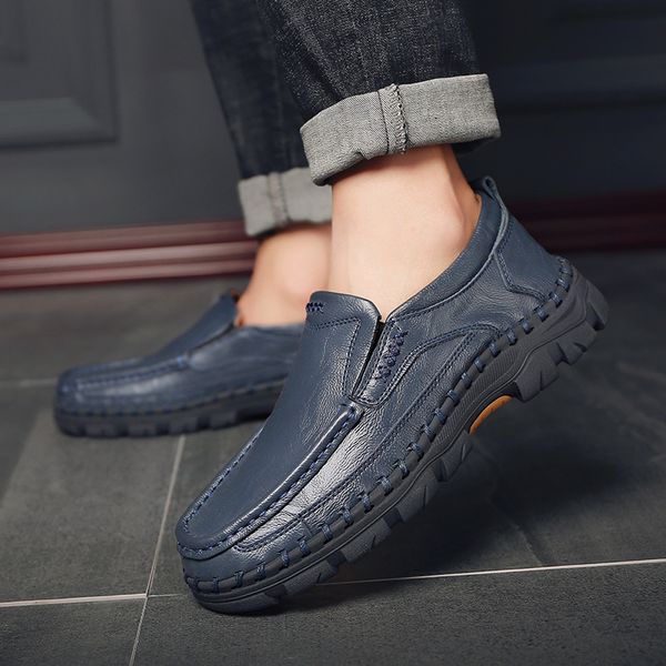 

second layer cowhide mens shoes outdoor sneakers athletic trainers walking driving footwear zapatillas deportivas hombre
