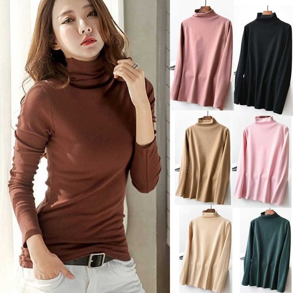 

women turtleneck blouse winter autumn fashion solid shirt cotton long sleeve casual warm slim blusas mulher elegantes, White
