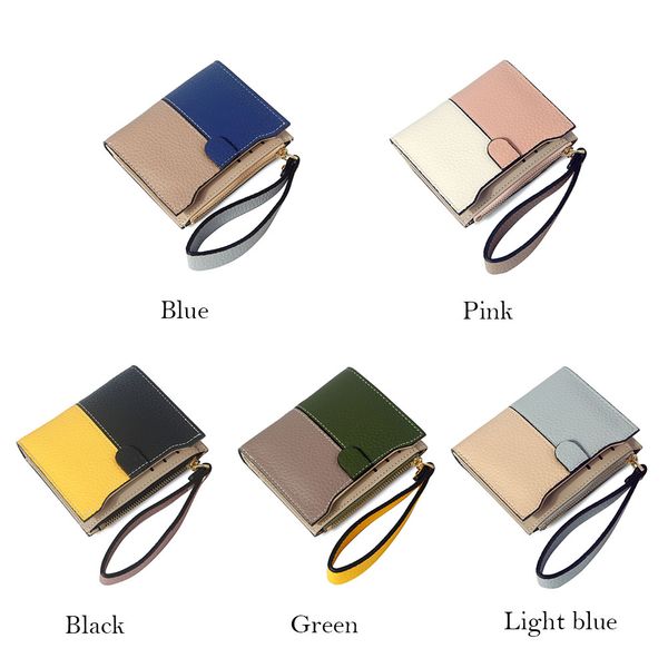 

women zipper short wallet pu leather protector cards money coin holder wallet purse msj99, Red;black