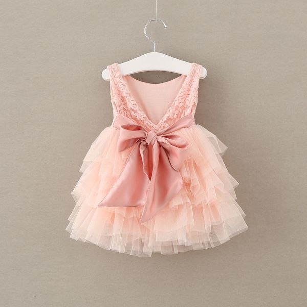 

Children clothing Party Tutu lace dresses Beaded 2019 Summer Korea Back V-neck layers cute dress Children Botique clothing Fashion 2-7year