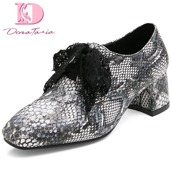 

karinluna 2020 mix color spring/autumn shoes woman pumps female lace up chunky heels ins pumps women shoes, Black