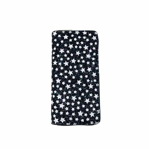 

kandra pave star glitter sequins wallets long women pu leather purse zipper phone bag christmas wallets card holder wholesale, Red;black