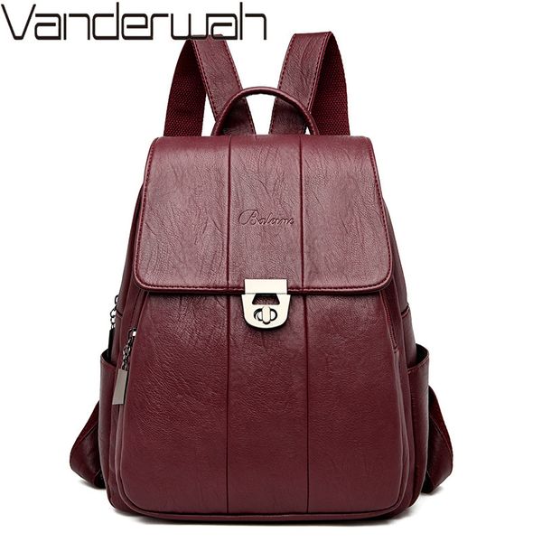 

vintage women backpacks female leather shoulder bag school bags for teenagers girls casual travel back pack mochilas sac a dos