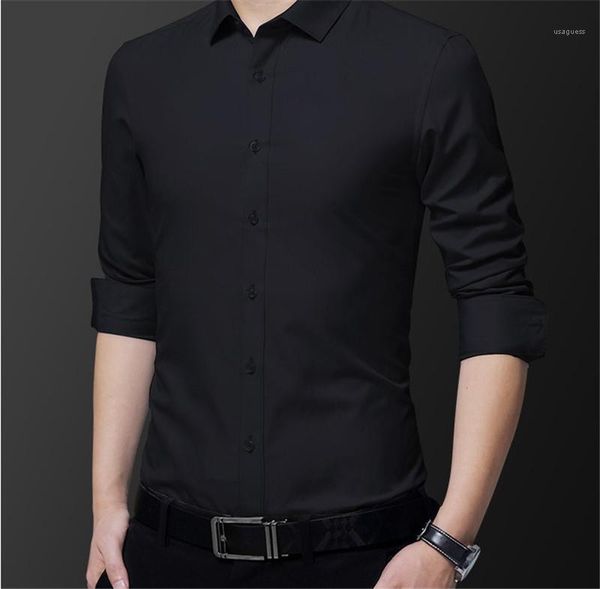 

single breasted long sleeve males clothing mens solid color dress shirts fashion turn down collar mens shirts, White;black