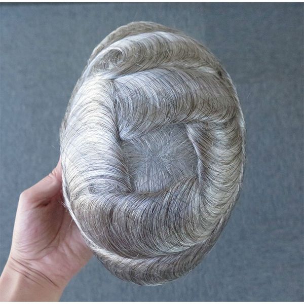 2019 Men S Toupees With 80 White Gray Hairs Thin Skin Hairpiece