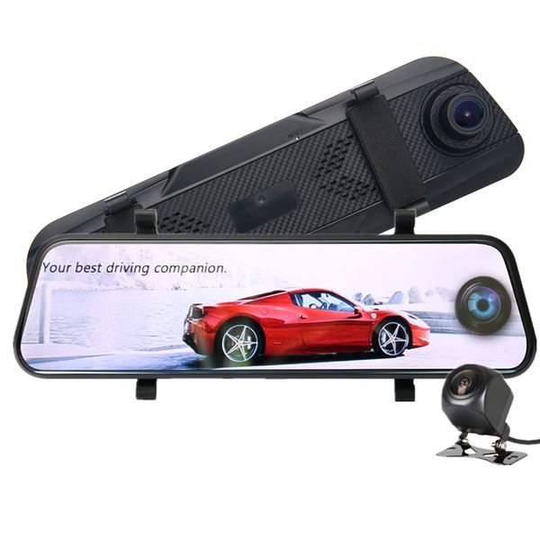 

10" ips touch panel car dvr streaming video recorder rear view mirror front 170Â° rear 140Â° wide view angle clear night vision