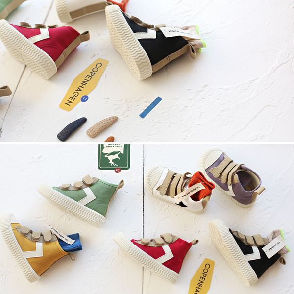 

spot autumn new explosion korea children's canvas shoes soft bottom canvas shoes children's biscuit shoes, Black;red