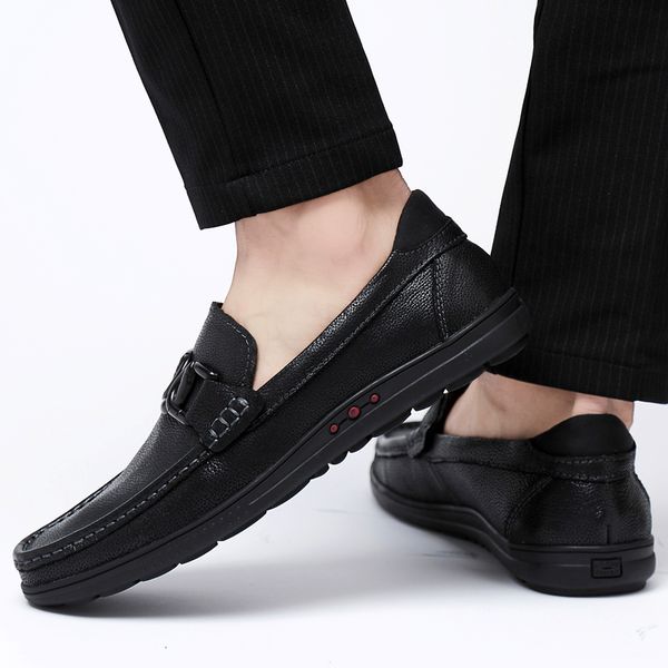 

mring men's shoes fashion pea shoes leather suede men's casual set foot driving boat, Black