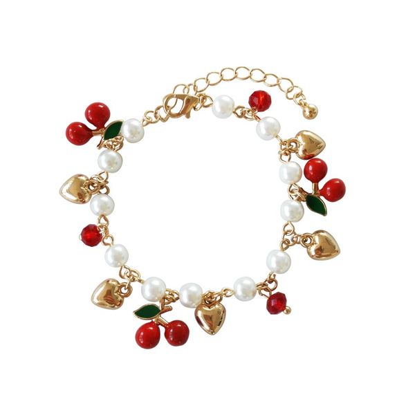 

cherry love pearl fashion temperament girl heart bracelet jewelry female students joker fashion ladies bangle bracelet, Black