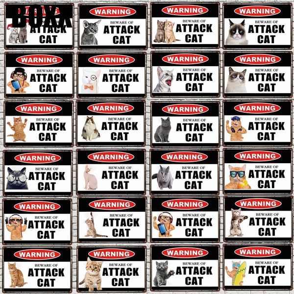 

предупреждающий знак остерегайтесь нападения кошки декоративные потертый шик металл олово знак стены бар главная искусство зоомагазин ремесл