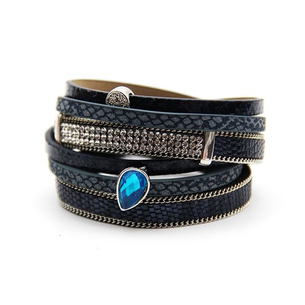 

leather bracelet for women 2019 fashion magnetic buckle wristband multilayer wrap female bracelet bangle jewelry gift pulseras, Golden;silver