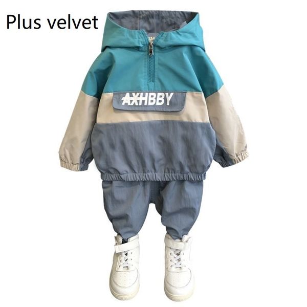 

плюс бархат детская одежда мальчики девочки письмо fashion set (hoodie pant) 2019 новая весна осень одежда для младенцев спортивные набор y2, White
