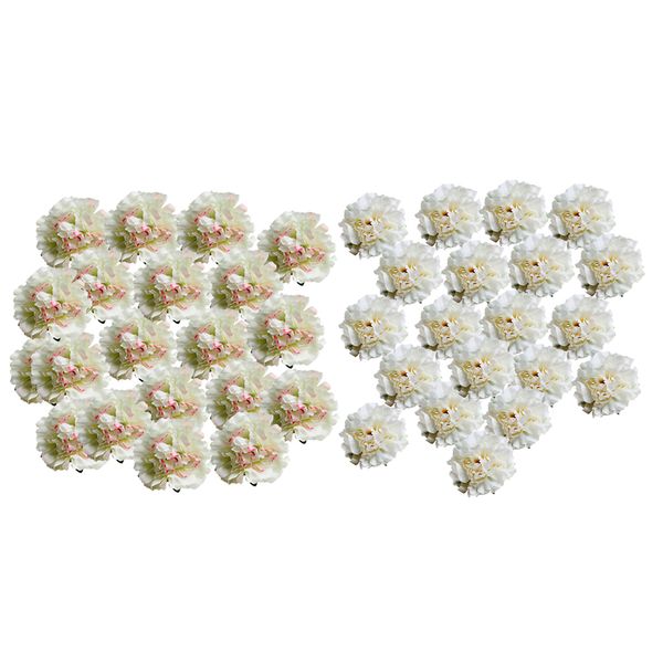 

40pieces artificial silk peony flower head buds diy crafts cream light green