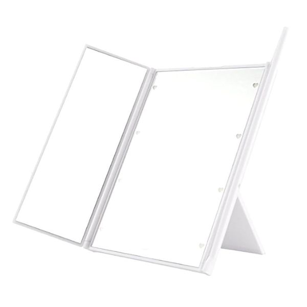 

led touch screen three sides foldable dimmable white, pink, black makeup table rectangle mirror