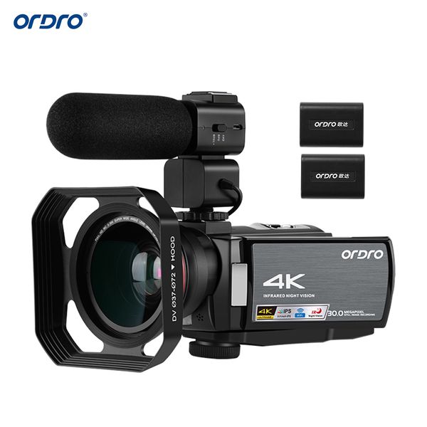 

ordro hdv-ae8 4k wifi digital video camera camcorder dv recorder 30mp 16x digital zoom ir night vision 3 inch ips lcd
