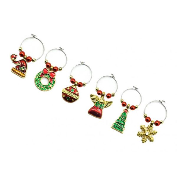 

6pcs/set christmas wine glass rings mark charms party decor