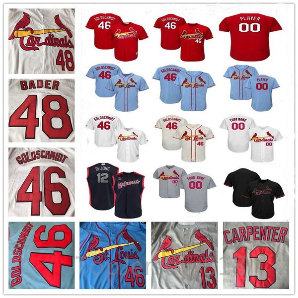 

men lady youth paul goldschmidt dejong harrison bader yadier molina matt carpenter wainwright marcell ozuna st louis baseball jerseys kids, Blue;black