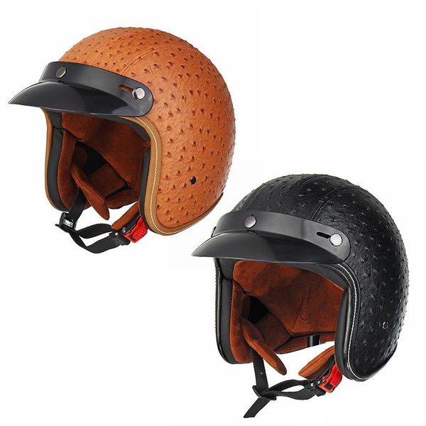 

1pcs black/brown motorcycle helmet open face helmet dot approved irregularity half