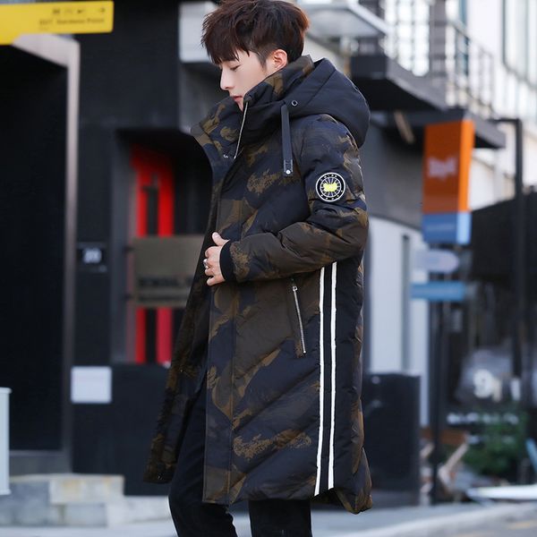 

new winter camo coat men's warm thick fashion parka men casual hooded coat street loose cotton long jacket male clothes m-3xl, Black