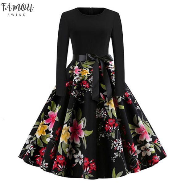 

plus size dresses womens christmas dress swing elegant womens print dress party long sleep dress womens size, Black;gray