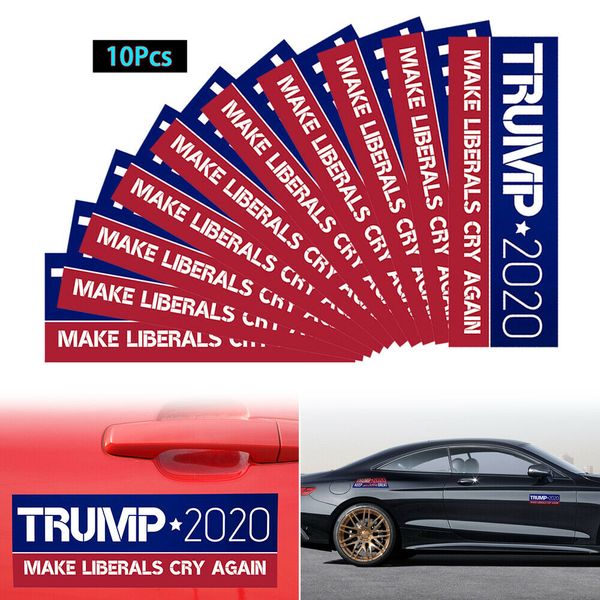 

10шт / комплект donald trump 2020 автомобилей стикеры бампер наклейки keep make america great декаль для автомобиля стайлинг автомобиля паст