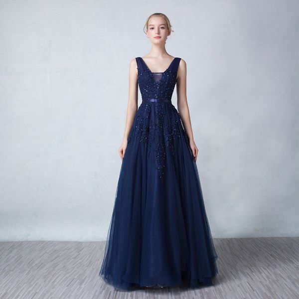 

vestido de festa v образным вырезом кружева бисером темно-синий королевский черный красный вечерние платья формальные вечерние платья платье, Black;red