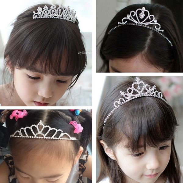 2019 Cute Children Tiara Crown Wedding Jewelry Flower Girl Princess Crystal Rhinestone Tiara Headband Birthday Prom Party Gift Coroa D19011106 From