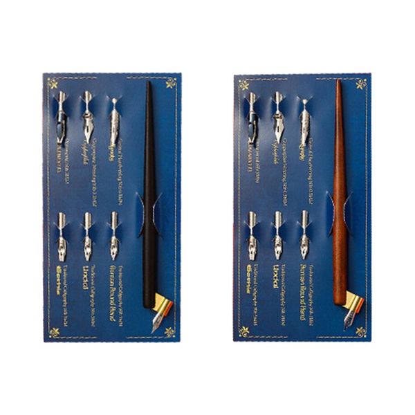 

wood manga calligraphy dip pen holder +6 nibs for lettering skiching drawing kit