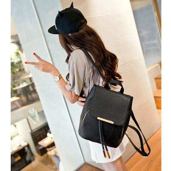 

fashion pu leather backpack waterproof school bag student backpack women solid large capacity zipper travel bag backpacks