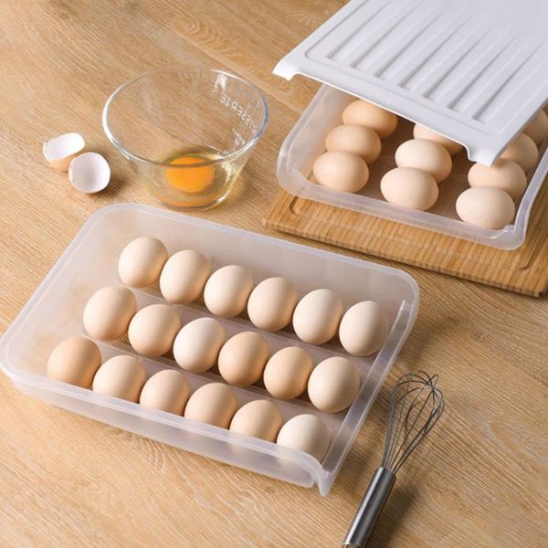 

transparent 18grids home kitchen container anti for refrigerator durable restaurant storage box egg tray easy access