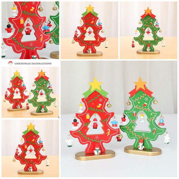 Hot Wooden Mini Christmas Tree Holiday Indoor Atmosphere