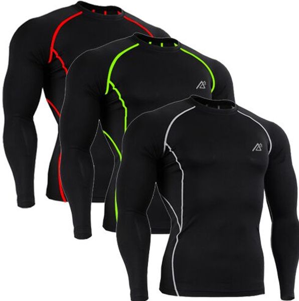 

life on track men shirts running training sports compression clothing fitness quick-drying t-shirt long-sleeved shirt cpd-bl, Black;red