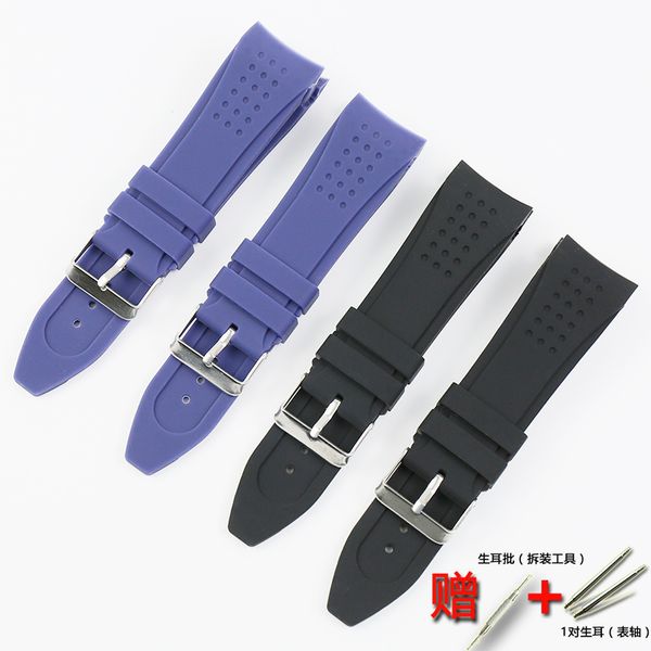 

silicone strap 24mm elbow watch strap watch accessories rubber pin buckle men's and women's sports waterproof, Black;brown