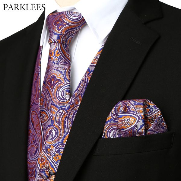 Paisley Motif Gilet de Mariage 3 Pcs