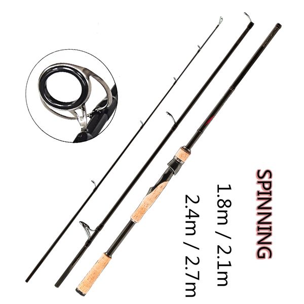 

fx 1.8m 2.1m 2.4m 2.7m fishing rod spinning casting travel ultra light 3 section fishing lure rod vara de pesca ml/m/mh