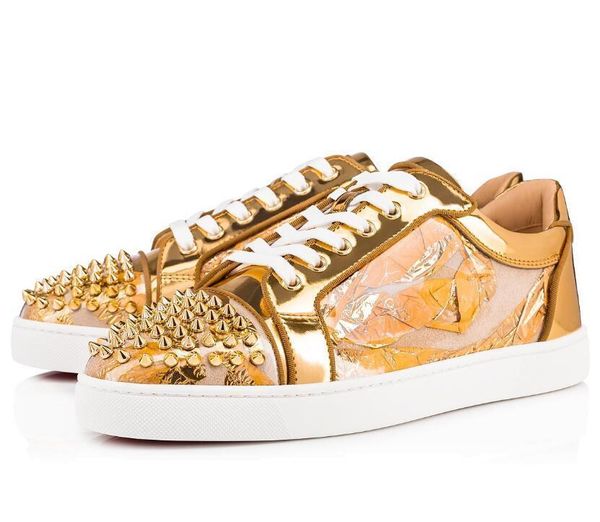 

low red sole stuff yellow shoes mens sneakers wrinkled skin spikes red bottom shoes flats,lovers party casual shoes l29, Black