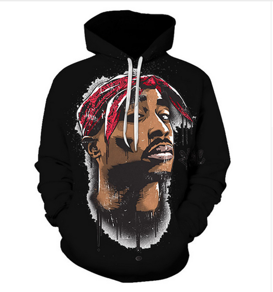 

new fashion cool sweatshirt hoodies 3d print mens womens casual 2pac tupac style streetwear clothes rl0172, Black