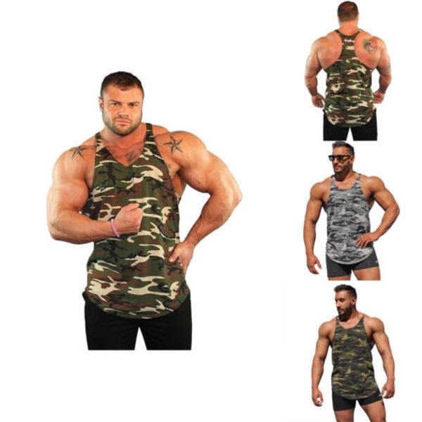 

mens athletics vest tank fitness sleeveless camouflage, White;black