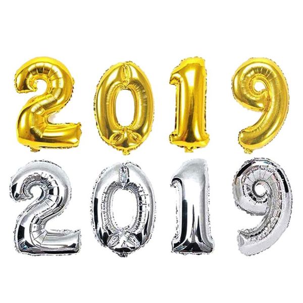 

2019 new year number foil balloon gold silver party decoration home decoration accessories room drop shopping